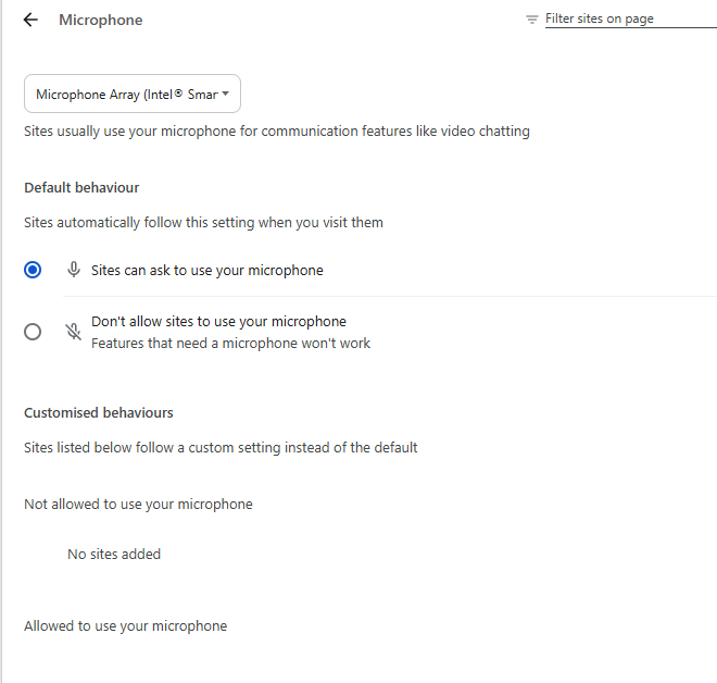 Chrome Impostazioni > Privacy e sicurezza > Microfono