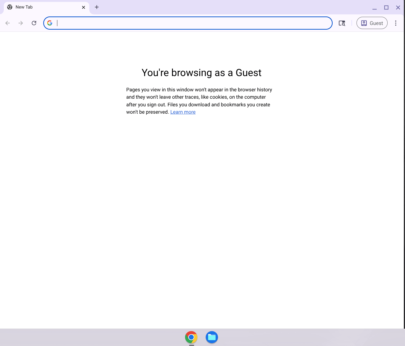 Przeglądarka Chrome w trybie gościa z komunikatem "Przeglądasz jako gość"