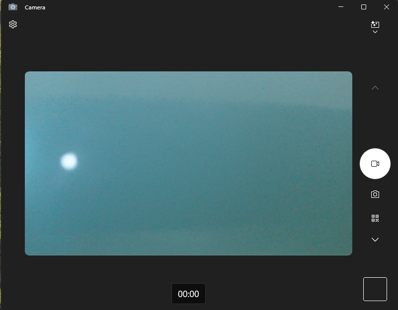 Aplicativo Câmera do Windows mostrando a transmissão ao vivo da webcam